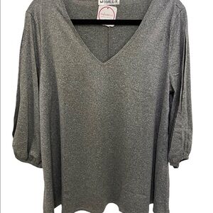 NWT Women’s Doublji Grey 3/4 sleeve Open shoulder Blouse